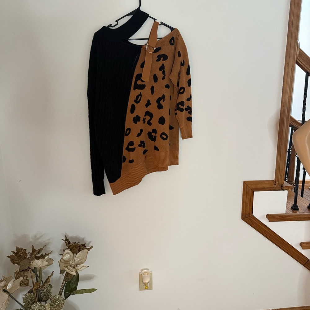 Leopard Print Black and Brown Sweater
